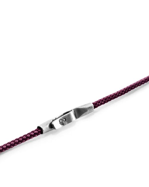 Anchor and Crew Aubergine Purple Liverpool Silver & Rope Bracelet for men