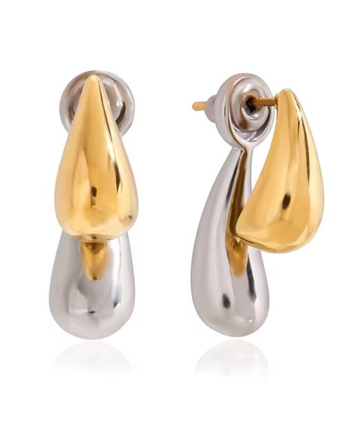 Olivia Le Metallic Two Tone Teardrop Earring