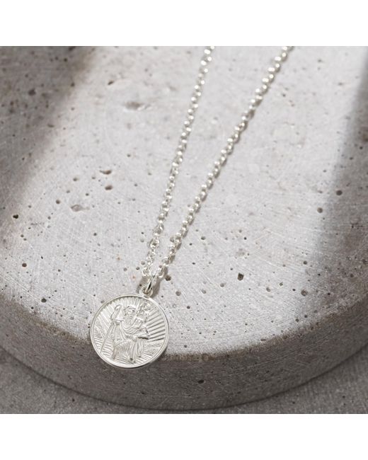 Posh Totty Designs White Men's Sterling Silver St Christopher Necklace for men