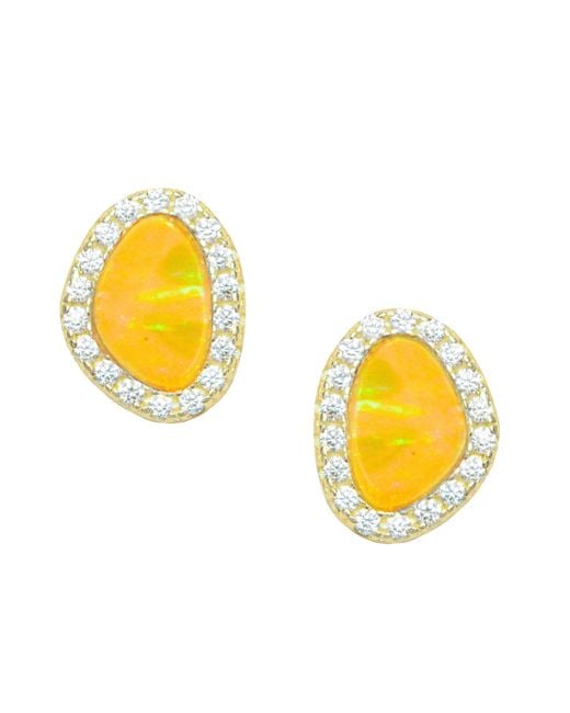 KAMARIA Metallic Opal Pebble Stud Earrings