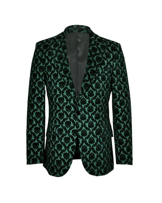 DAVID WEJ Green Washington Floral Jacquard Blazer – for men