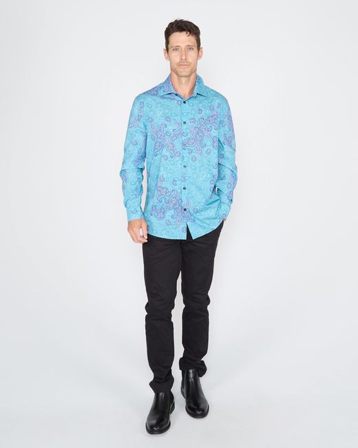 Lords of Harlech Blue Nigel Montgat Paisley Shirt for men