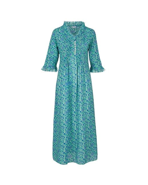 At Last Blue Cotton Annabel Maxi Dress