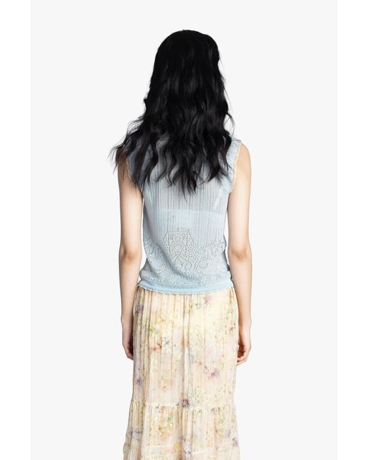 Anna Sui Blue Lingerie Lace Knit Camisole