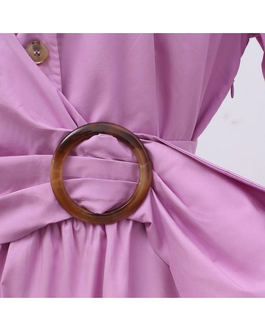 Smart and Joy Purple Shirt Dress With Belt And