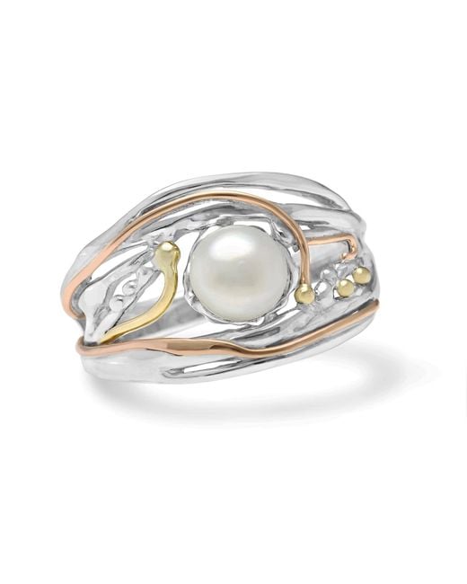 Isla Silver Metallic Pearl Statement Ring