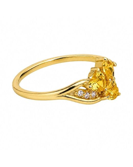 Belinda Jewelz Yellow Citrine Triple Heart Cluster Birthstone Ring