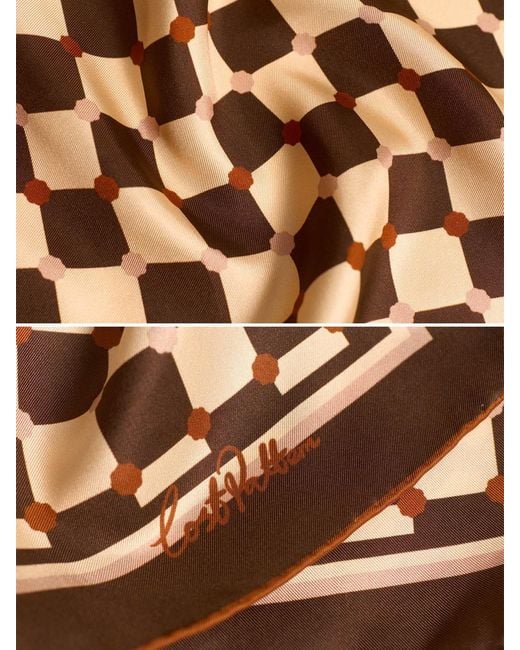 Lost Pattern Natural Checkerboard Silk Bandana Scarf