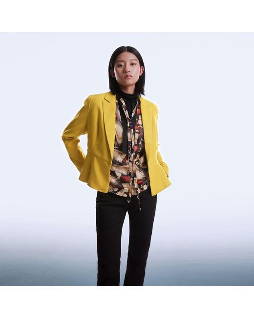 Smart and Joy Yellow Pleated Skirt Tailor Jacket