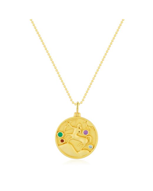 Azura Jewelry New York Metallic Sagittarius Zodiac Mantra Necklace Vermeil