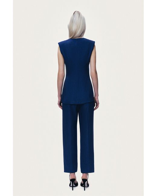 Nocturne Blue Padded V-Neck Vest