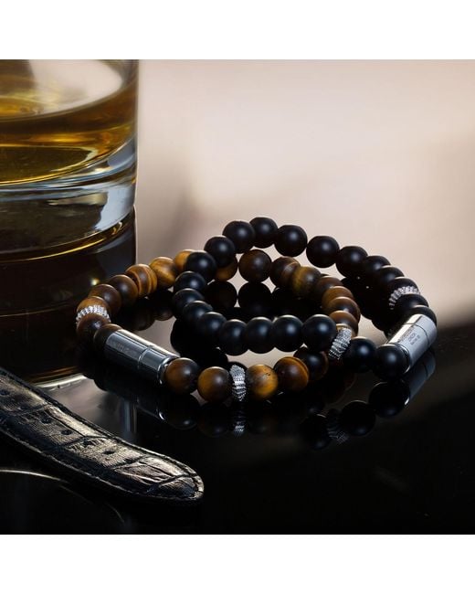 Tateossian Brown Pop Mobius Beaded Bracelet for men