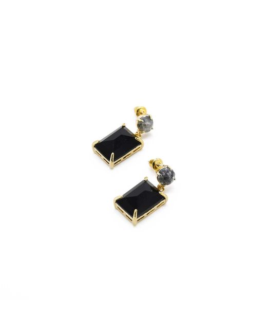 ADIBA Black Labradorite Jet Gemstone Earring