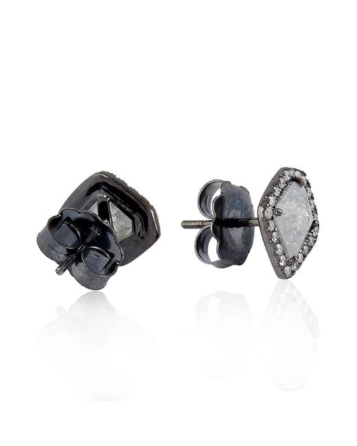 Artisan Metallic 18K With Genuine Ice Diamond Stud Earrings