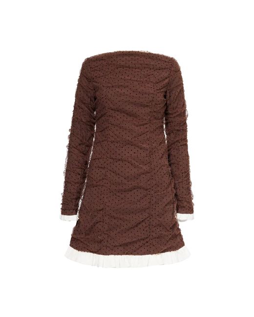 Amy Lynn Brown Edie Polka Swiss Dot Ruffle Hem Mini Dress