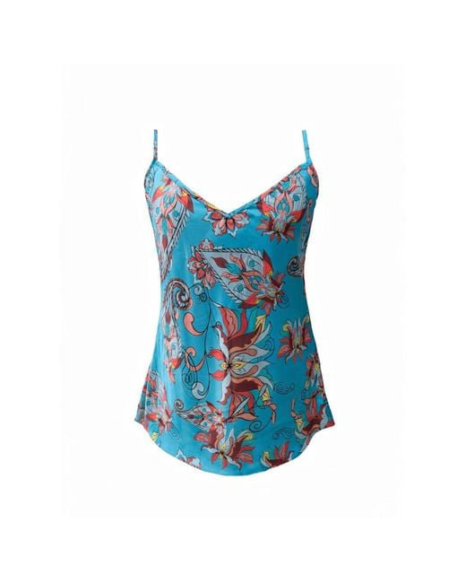 Janara Jones Blue Floral Print Ivy Cami Top