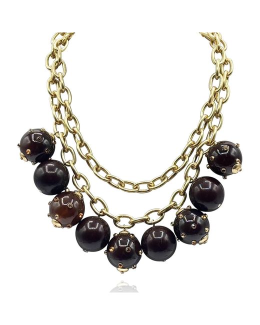 Michael Nash Jewelry Metallic Valentina Studded Tortoise Studded Ball Necklace