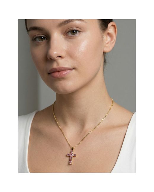 Vicky&Nico Pink Crystal Cross Necklace