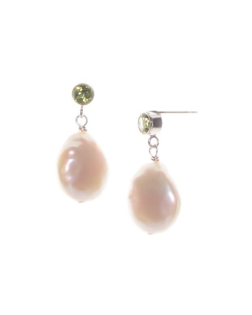 Jollz Jewellery Multicolor Sterling Peridot And Baroque Pearl Earrings
