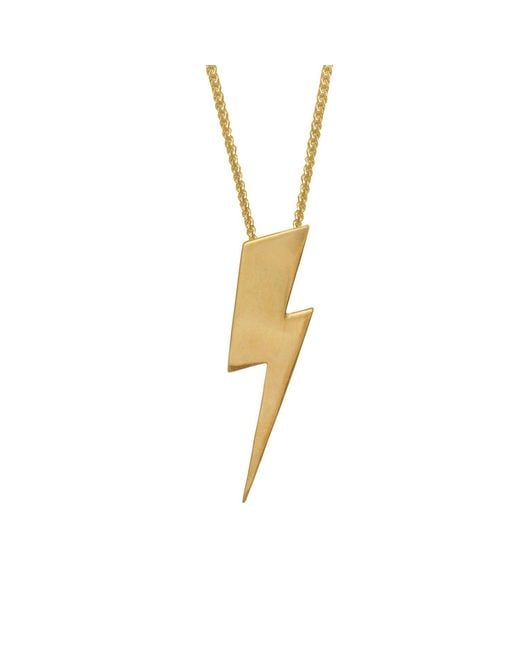 Edge Only Metallic Flat Top Lightning Bolt Pendant 18Ct Vermeil