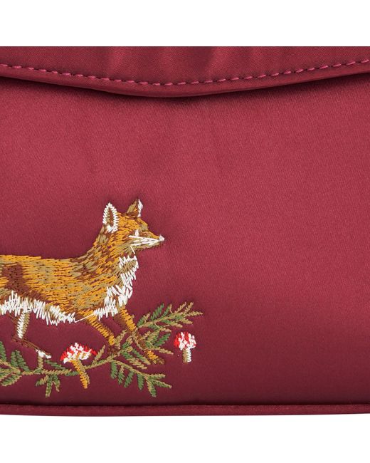 Fable England Fox & Mushroom Embroidered Satin Tote