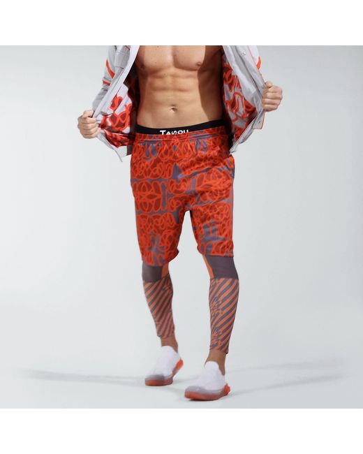 Chuks Collins Orange Tasou Print Shorts for men