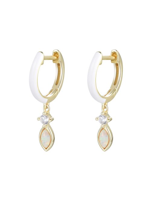 KAMARIA Metallic Enamel Opal Huggie Earrings