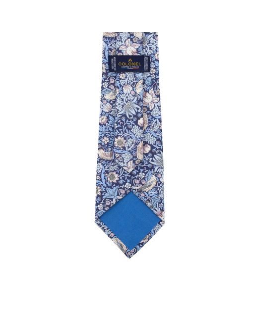 LE COLONEL Blue Liberty Persian Strawberry Thief Tie for men