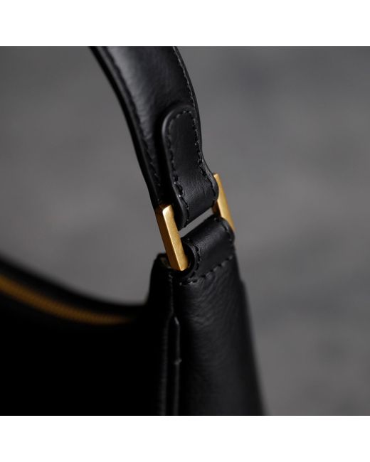 Time Resistance Black Leather Baguette Handbag For