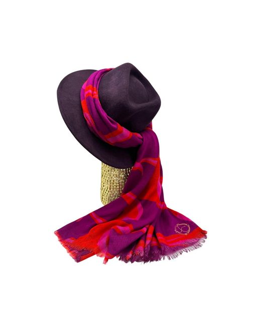 Julia Clancey Red Aubergine Fifi Scarf Fedora Set