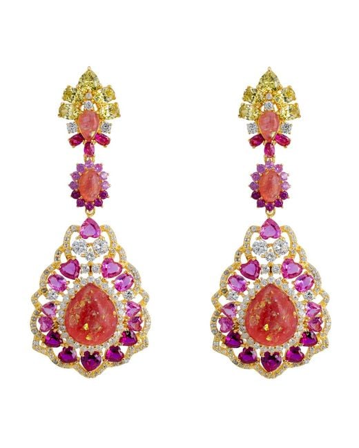 Latelita London Red Mariana Opal Drop Earrings
