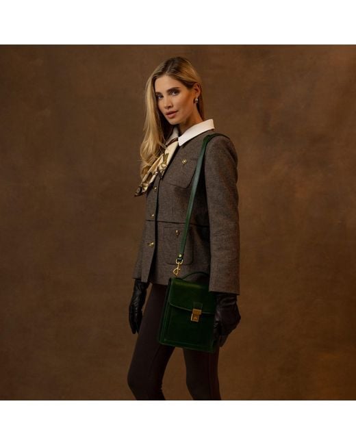 Time Resistance Green Small Leather Briefcase For