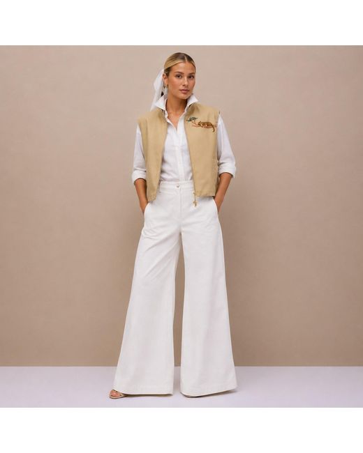 House of Laines London Natural Neutrals Laines Couture Hand Embellished Leopard Cropped Trench Gilet