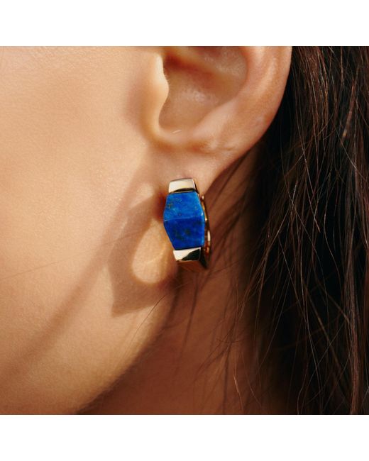 Retro Chic Blue Ishtar Goddess Hoop Earrings