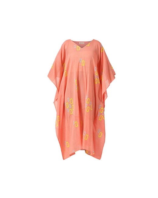 Heritagemoda Pink Rose Organic Cotton Peach Sunset Summer Kaftan