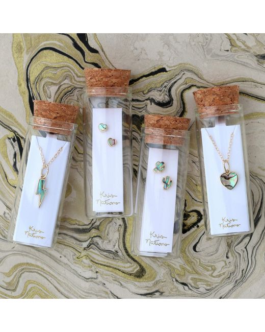 Kris Nations Metallic Abalone Heart Charm Necklace