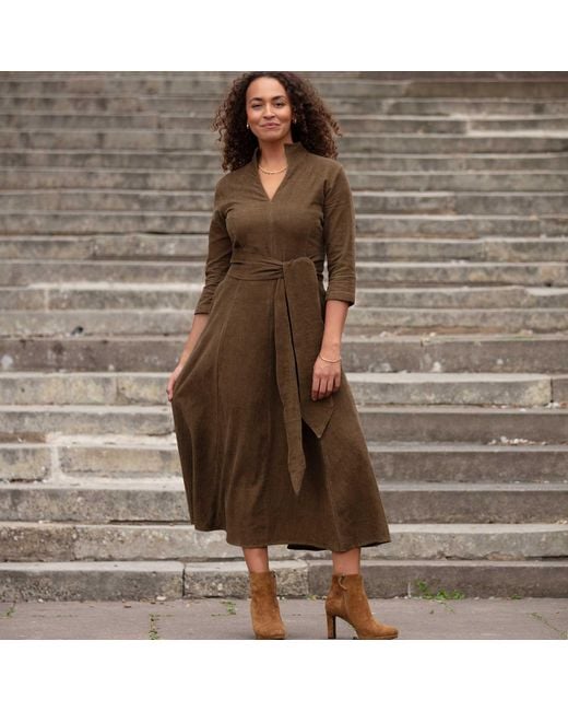 At Last Green Chelsea Corduroy Midi Dress