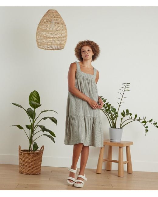 Known Supply Gray Tiered Pinstripe Dress