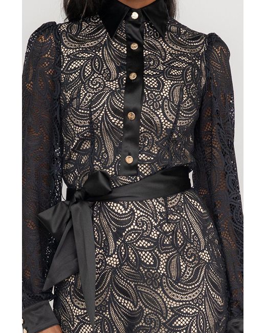 Zetaye Black Lyric Lace Shirt Dress