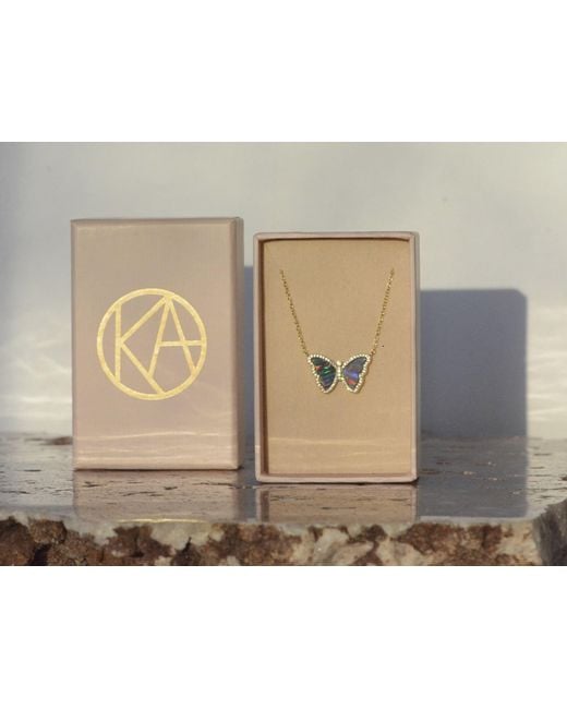 KAMARIA Metallic Opal Butterfly Necklace With Stripes