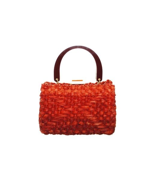 Gissa Bicalho Red Acrylic Handmade Bag Straw And Coral