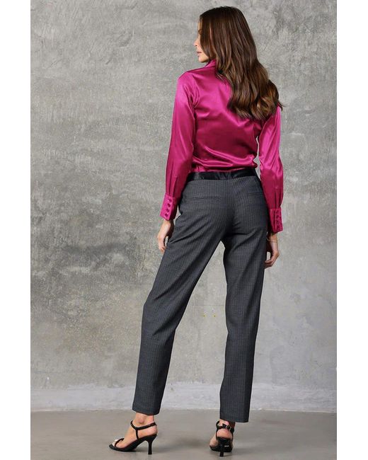 Madison / Savile Pink Wild Aster Haven Fitted Satin Shirt Two