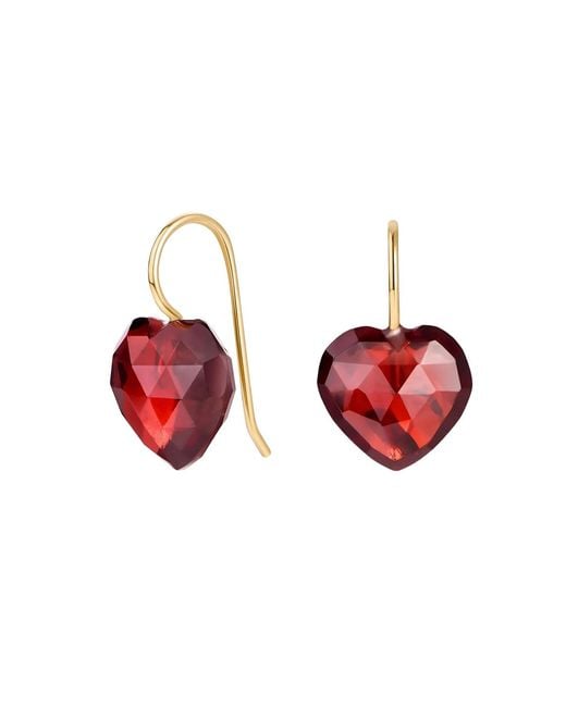 Katy Faye Red Charlotte Garnet Heart Earrings