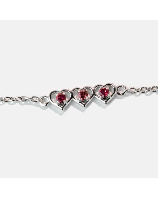 Belinda Jewelz Metallic Garnet Triple Heart Bracelet