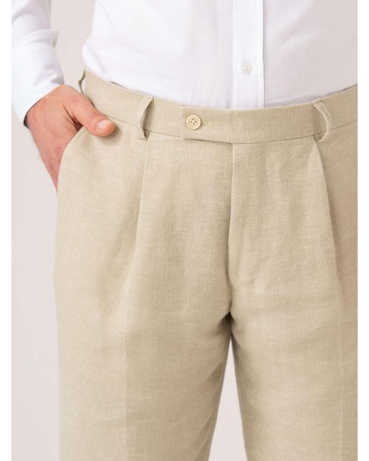 Koy Clothing Natural Neutrals Pale Linen Suit Trousers for men