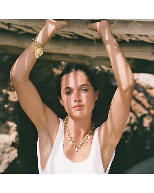 Sccollection Metallic Bari Pearl Charm Necklace