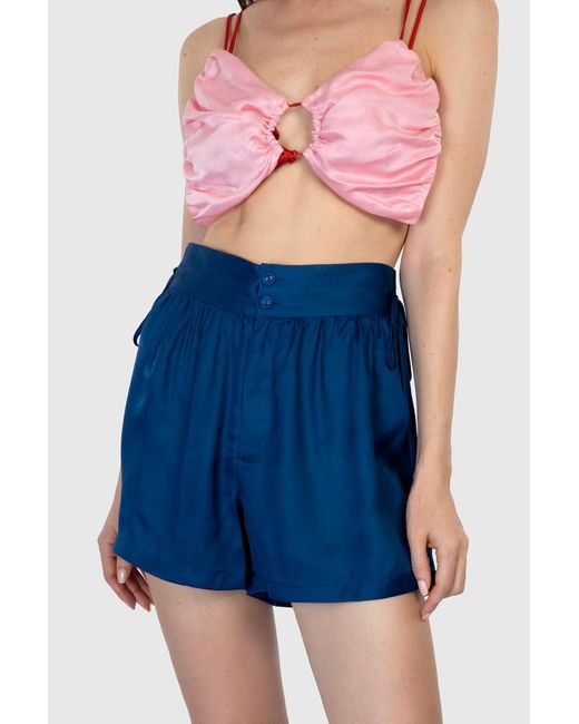 Shinaraa Blue High-Waisted Flowy Shorts