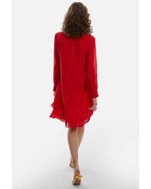 James Lakeland Red Long Sleeve Wave Hem Dress