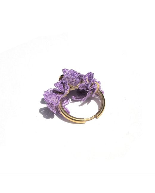 Nana Watanabe Purple Swell Wave-Inspired Embroidered Earrings
