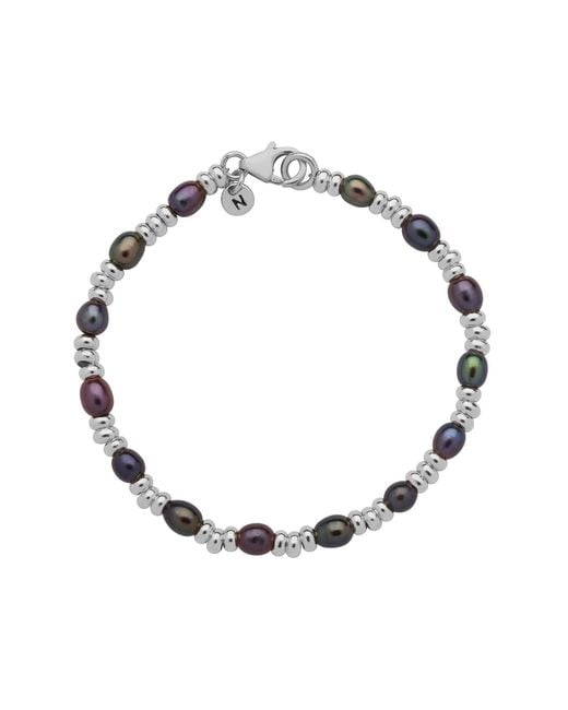 Nellou Jewellery Metallic Ellen Gem Peacock Pearl Bracelet Sterling